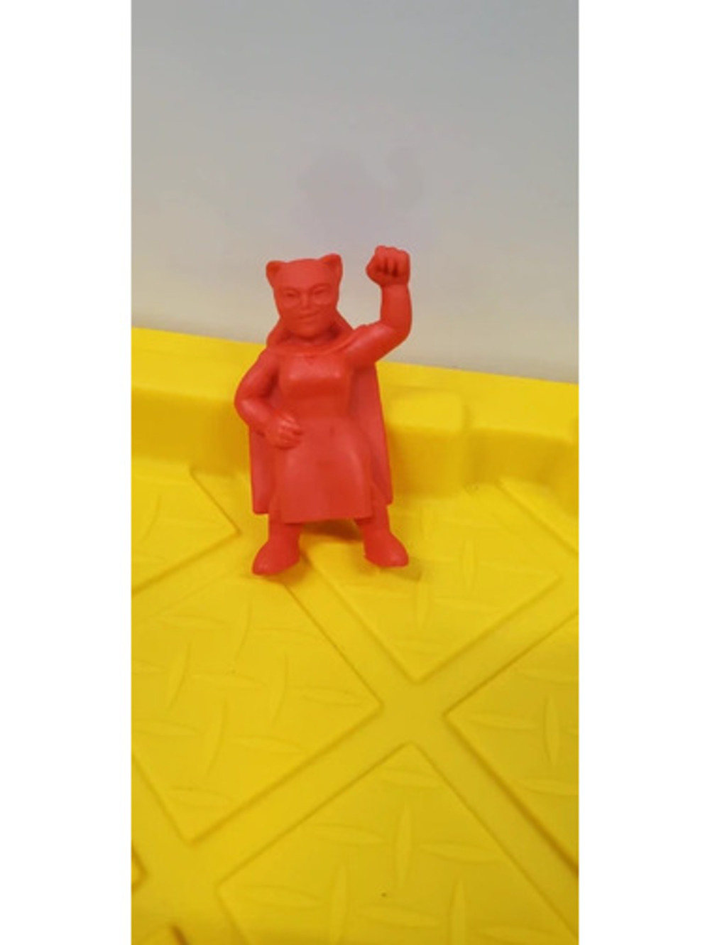 Vintage Red Superhero Cat Figurine Mini Toy Action Figure Mask Cape Collectible